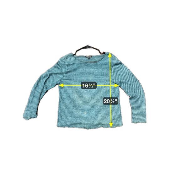 Eileen Fisher Striped Linen Sweater Blue Sz Medium Long Sleeve Pullover Cozy - Picture 7 of 11